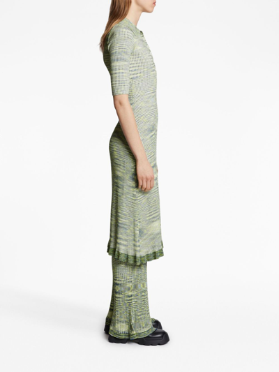 Proenza Schouler White Label Space Dye Ribbed-knit Polo Dress In Blau