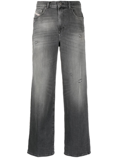 Shop Diesel Stonewashed Wide-leg Jeans In Grau
