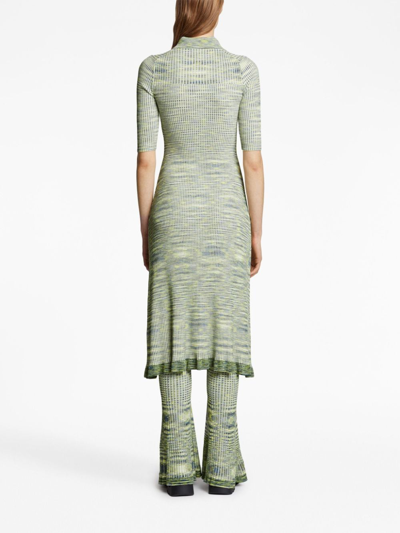 Shop Proenza Schouler White Label Space Dye Ribbed-knit Polo Dress In Blau