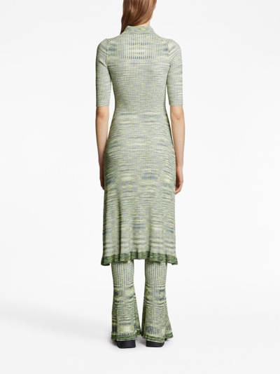 Proenza Schouler White Label Space Dye Ribbed-knit Polo Dress In Blau
