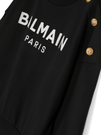 Shop Balmain Logo-embroidered Cotton Sweatshirt In Schwarz
