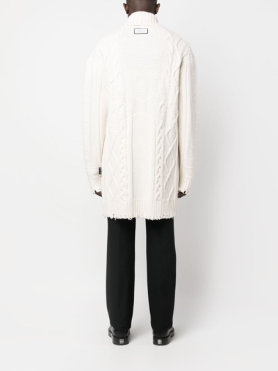 Philipp Plein Cardigan Im Distressed-look In White