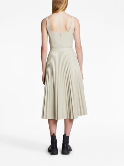 Shop Proenza Schouler White Label Pleated Faux-leather Midi Skirt In Weiss