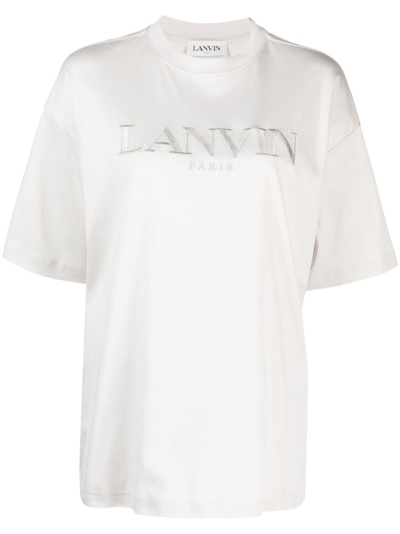 Shop Lanvin Logo-embroidered Cotton T-shirt In Grau