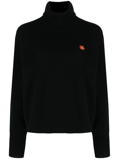 Shop Kenzo Boke Flower-patch Wool Jumper In Schwarz