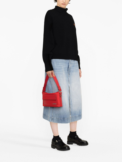 Kenzo Boke Flower Turtleneck Wool Sweater In Schwarz