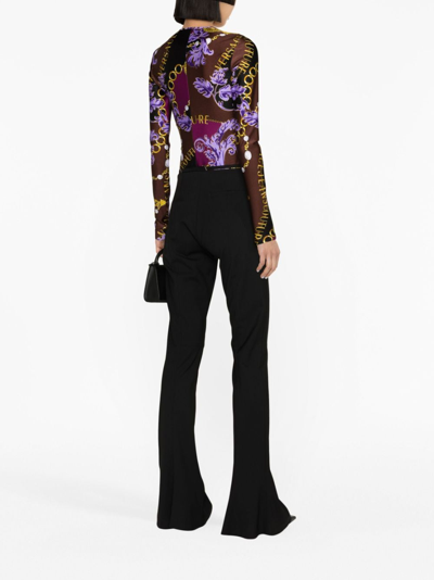 Shop Versace Jeans Couture Logo-print Bodysuit In Brown