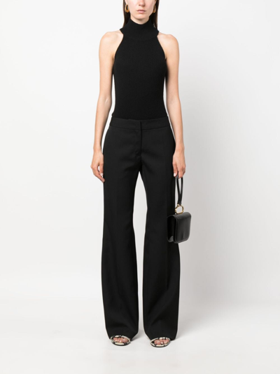Jil Sander Mid-rise Flared Tailored Trousers In Schwarz