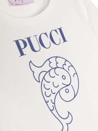 Shop Pucci Junior Logo-print Cotton T-shirt In White
