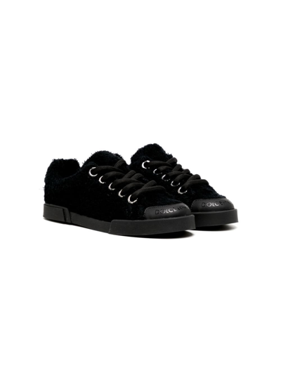 Dolce & Gabbana Textured Low-top Sneakers In Black