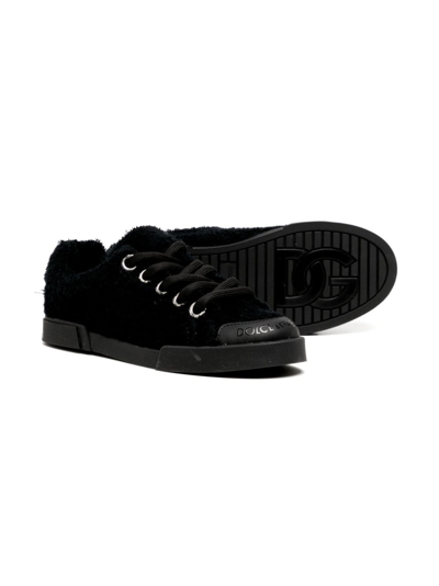Dolce & Gabbana Textured Low-top Sneakers In Black