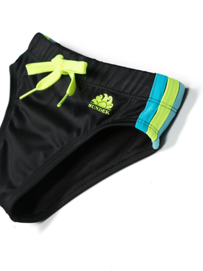 Sundek Logo-stamp Drawstring Swim Trunks In Black