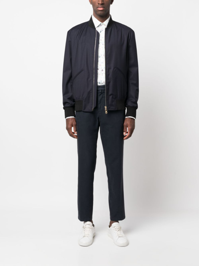 Paul Smith Dark Navy 'storm System' Wool Bomber Jacket Blue In Blue