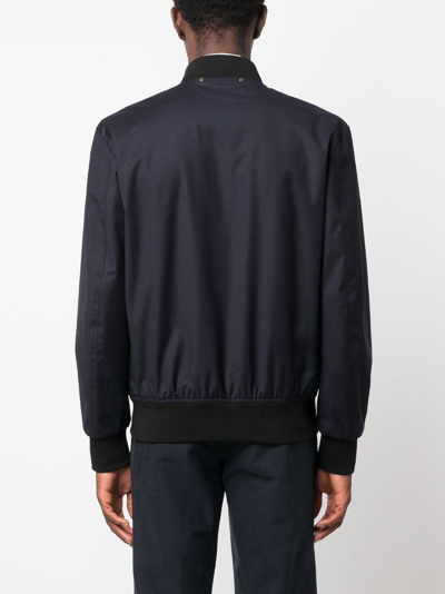 Paul Smith Dark Navy 'storm System' Wool Bomber Jacket Blue In Blue