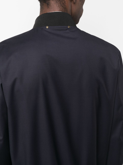 Paul Smith Dark Navy 'storm System' Wool Bomber Jacket Blue In Blue