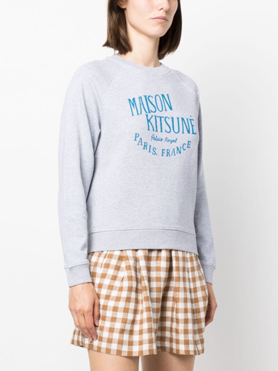 Shop Maison Kitsuné Palais Royal Vintage Cotton Sweatshirt In Grey