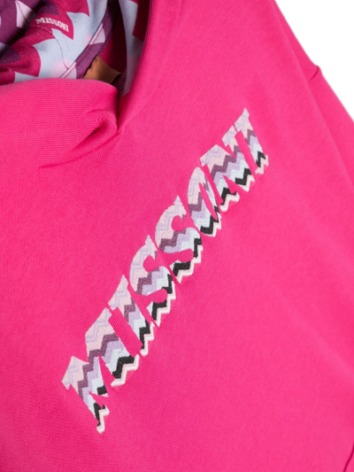 Shop Missoni Logo-print Cotton Hoodie In Pink