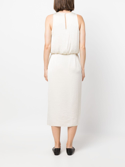 Shop Theory Sleeveless Mid Dress In Neutrals