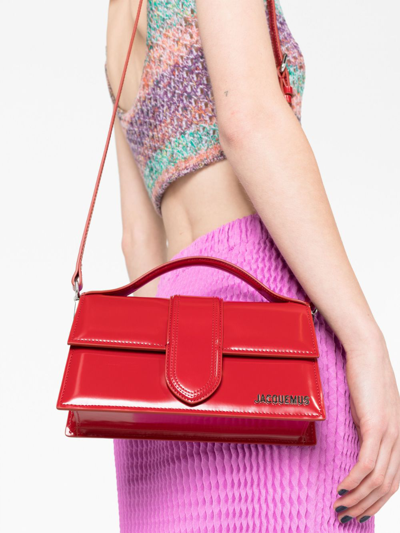 Jacquemus Patent Leather Le Bambino Long Shoulder Bag In Red