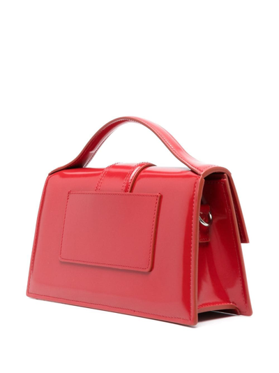 Jacquemus Patent Leather Le Bambino Long Shoulder Bag In Red