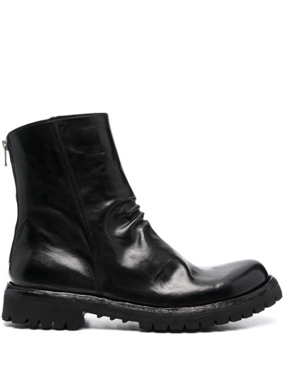 Shop Officine Creative Ikonic Zip-up Leather Boots In Black