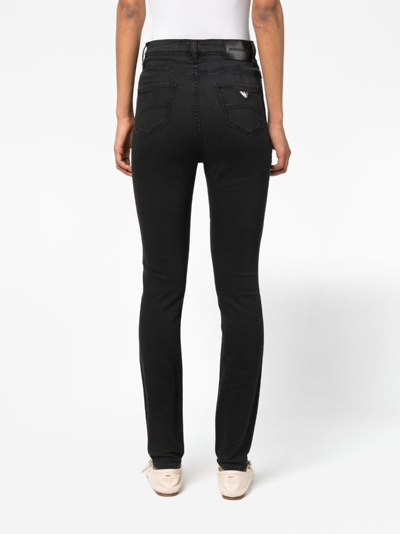 Shop Emporio Armani High-waist Skinny-cut Jeans In Black