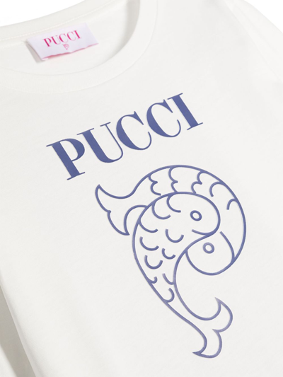 Shop Pucci Junior Logo-print Cotton Sweatshirt In White