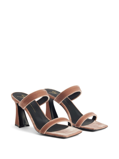 Shop Giuseppe Zanotti Flaminia 85mm Velvet Sandals In Brown