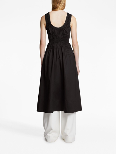 Shop Proenza Schouler White Label Gathered Poplin Midi Dress In Black