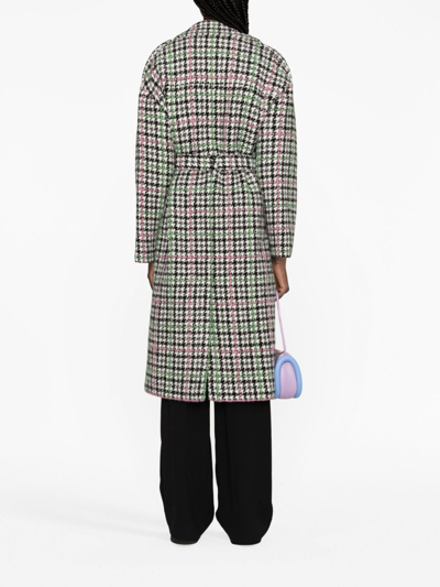 Shop Msgm Pied-de-poule Tweed Belted Coat In Black