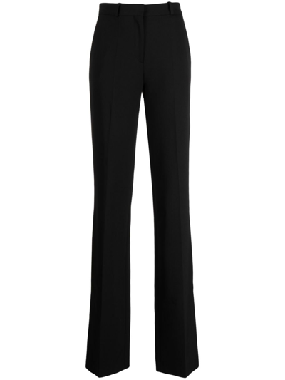 Shop Del Core Pressed-crease Straight-leg Trousers In X1000 Black