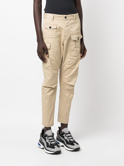 Shop Dsquared2 Button-up Cargo Trousers In Neutrals