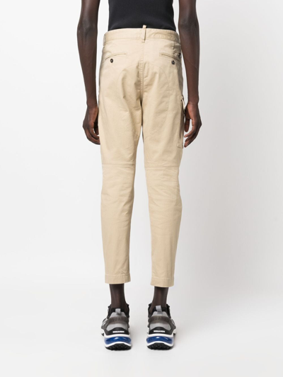 Shop Dsquared2 Button-up Cargo Trousers In Neutrals