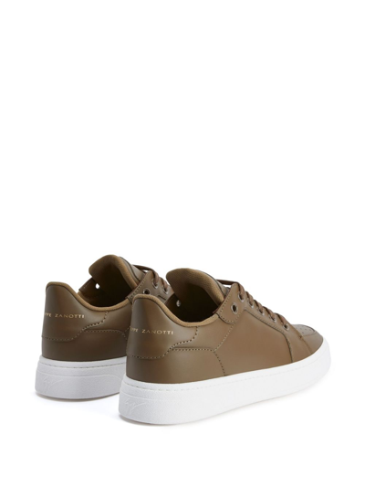 Shop Giuseppe Zanotti Leather Lace-up Sneakers In Green