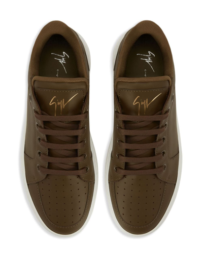 Giuseppe Zanotti Leather Lace-up Sneakers In Green