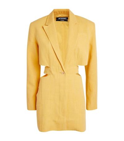 Shop Jacquemus La Bari Blazer Dress In Yellow