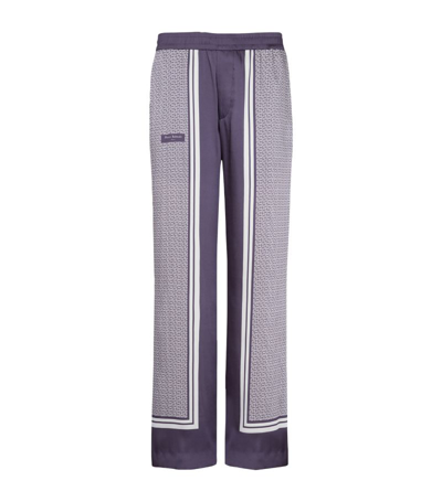 Shop Balmain Monogram Straight-leg Trousers In Purple