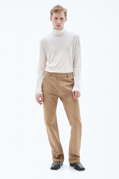 Shop Filippa K Cotton Carpenter Trousers In Brown