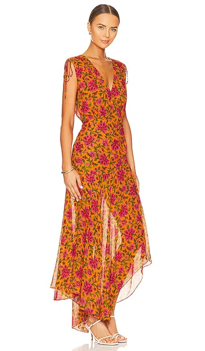 Shop Veronica Beard Dovima Dress In Hot Orange Multi