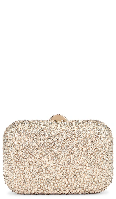 Olga Berg Casey Hot Fix Encrusted Clutch In Champagne