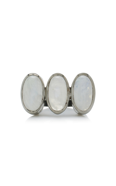 Shop Nak Armstrong Triple Elliptic Sterling Silver Moonstone Ring In White