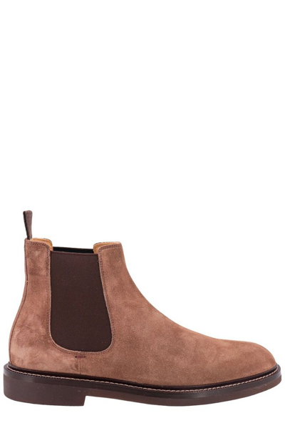 Shop Brunello Cucinelli Panelled Chelsea Boots In Brown