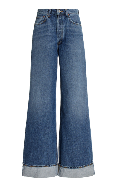 Shop Agolde Dame Rigid High-rise Wide-leg Jeans In Medium Wash