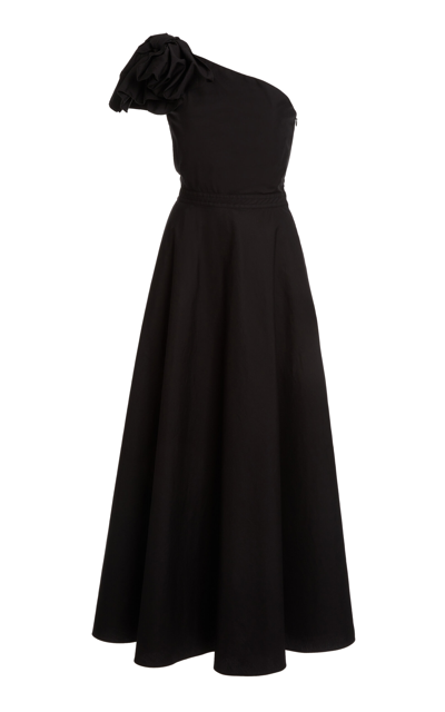 Shop Giambattista Valli Ruffled Cotton Poplin Maxi Dress In Black