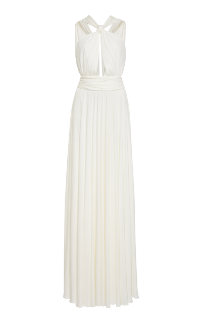 Shop Giambattista Valli Knotted Jersey Maxi Dress In Off-white