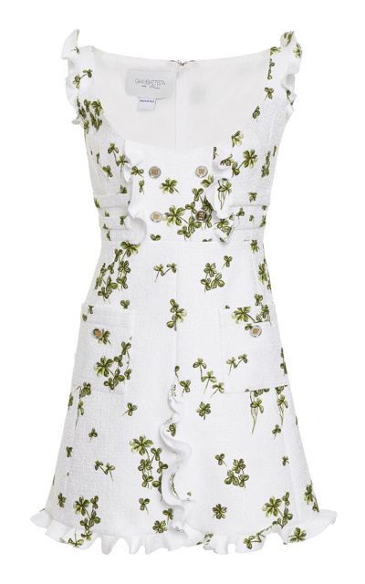 Shop Giambattista Valli Exclusive Ruffle-trimmed Cotton-blend Mini Dress In Off-white