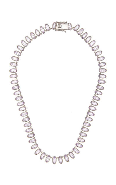 Shop Nak Armstrong Small Elliptic Riviere Sterling Silver Rose Of France Necklace In Multi