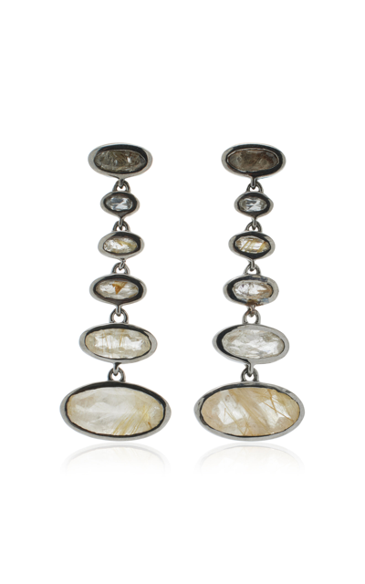 Shop Nak Armstrong Vase Sterling Silver Quartz And Zircon Earrings In Yellow