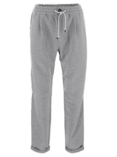 Shop Brunello Cucinelli Tapered Leg Drawstring Sweatpants In Grey