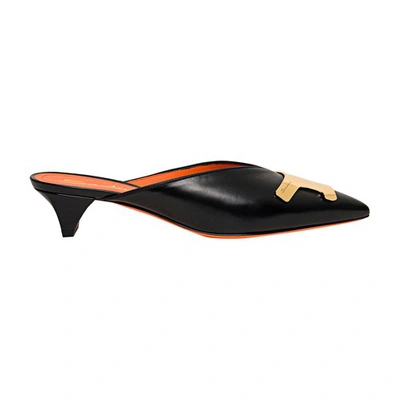 Shop Santoni Leather Low-heel Mules In N01